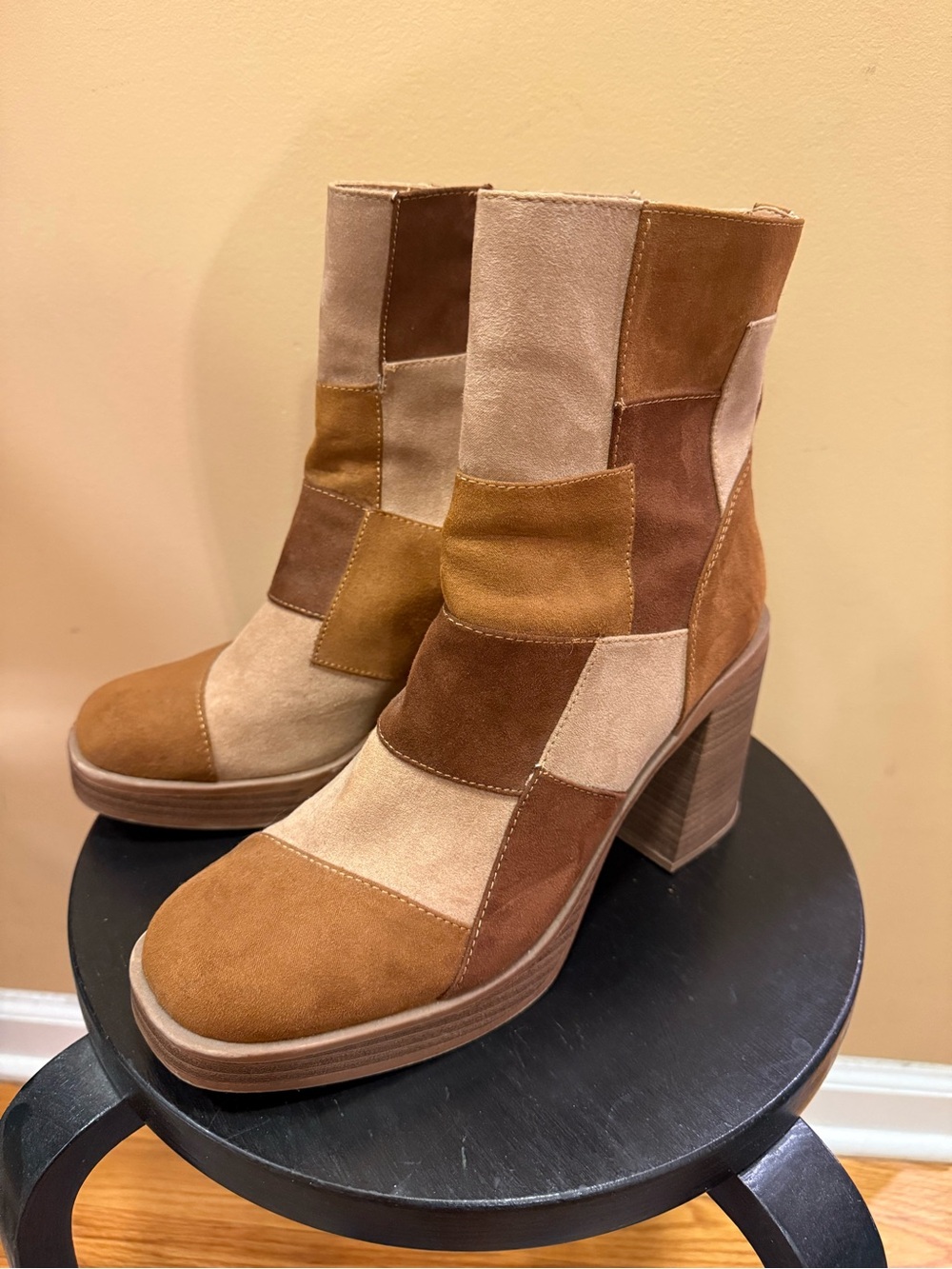 Target Patchwork Suede Ankle Boots - Brown Multi
